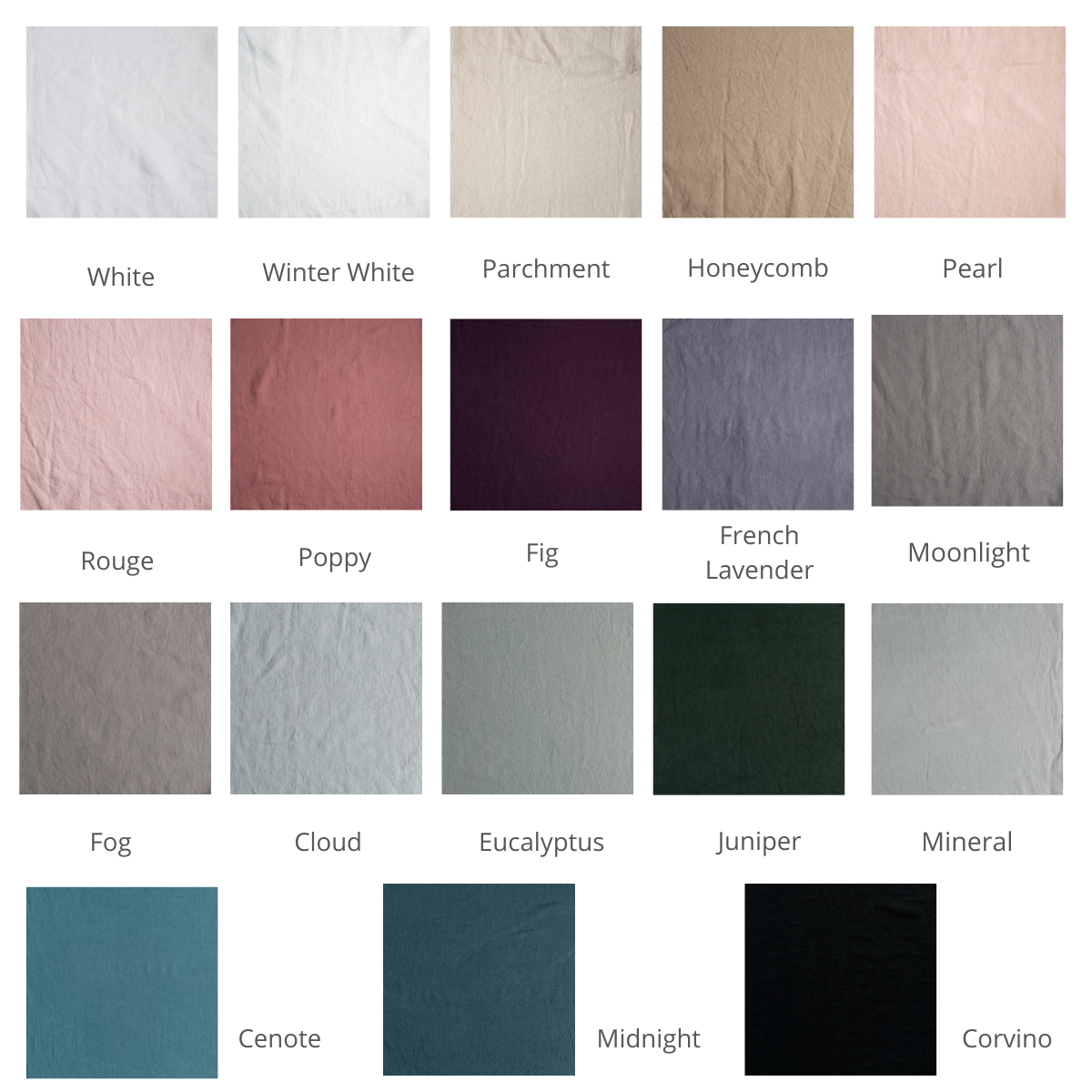: a grid of linen in available colorways.