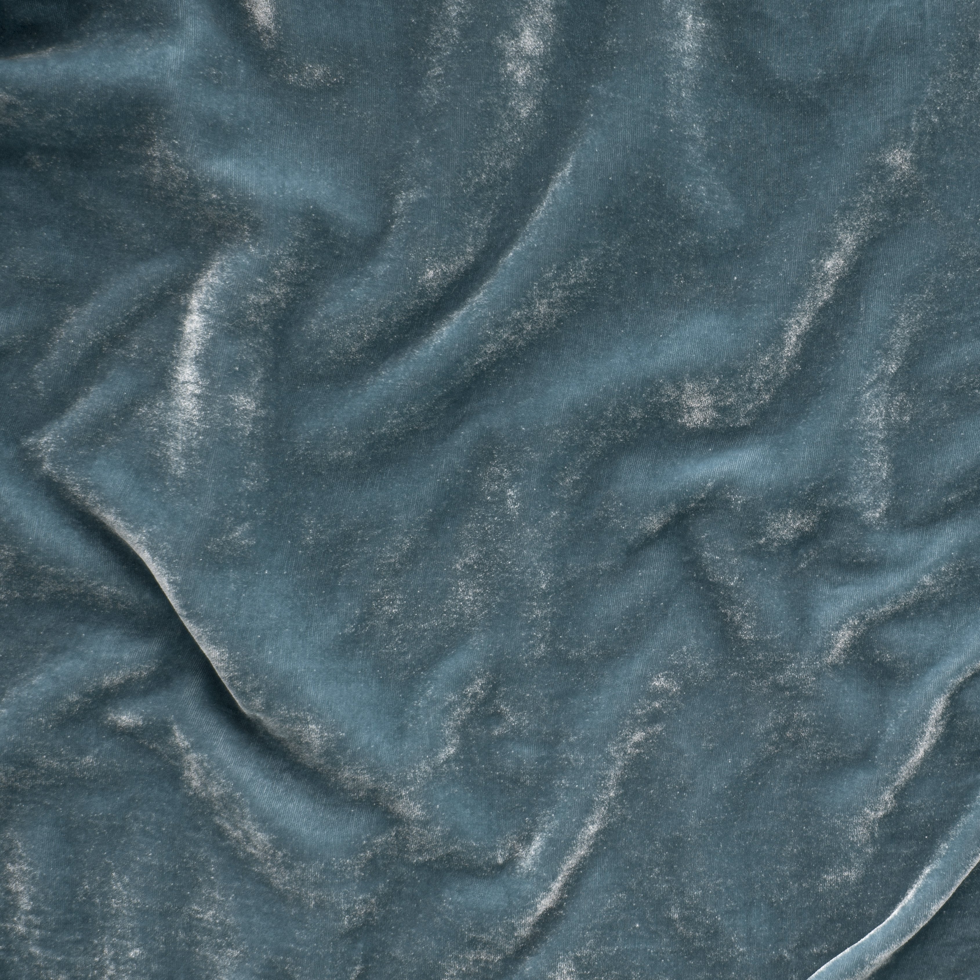 Cloud: A close up of silk velvet in cloud, a soft, saturated sky blue-grey.