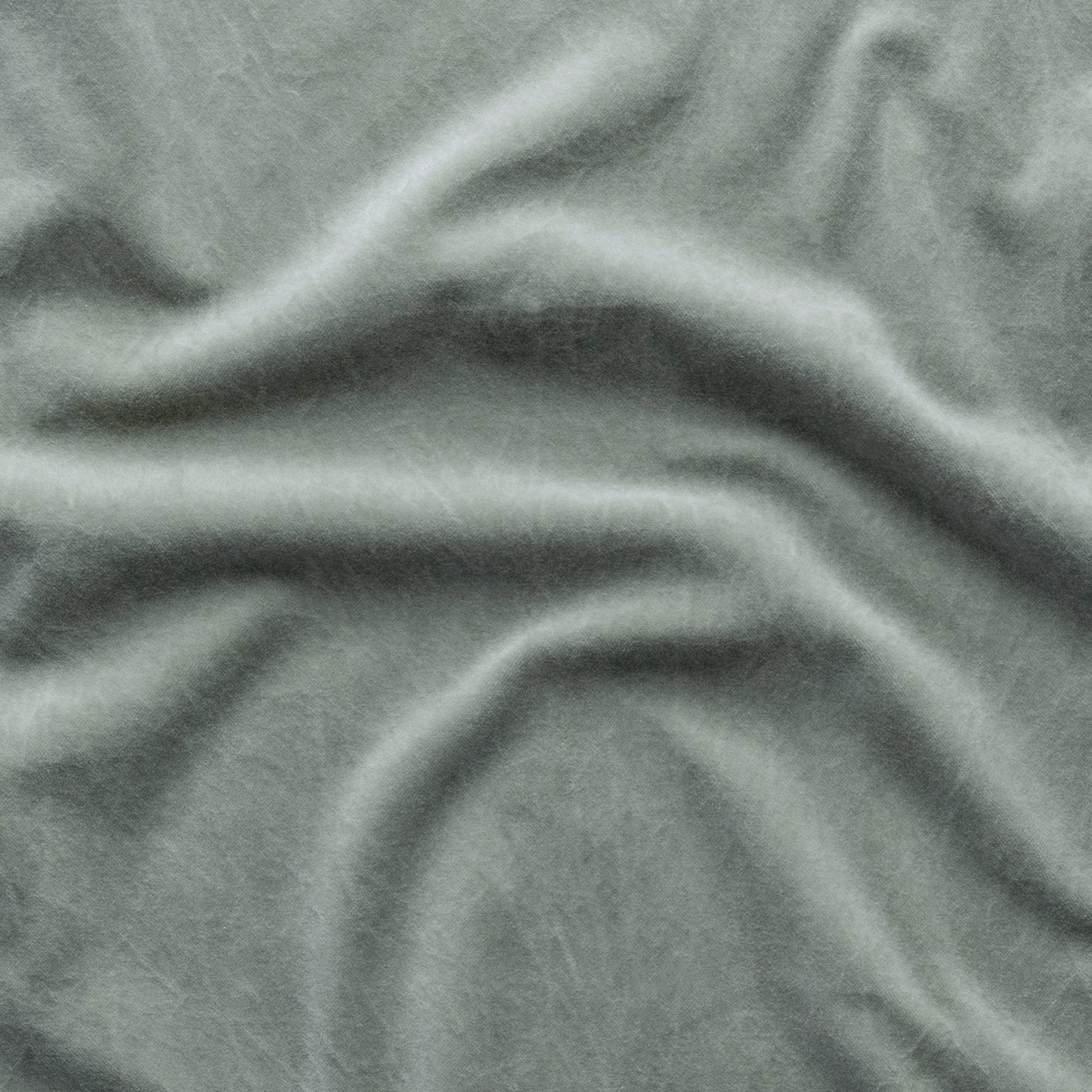 Eucalyptus: A close up of cotton velvet in eucalyptus, a soft light green.
