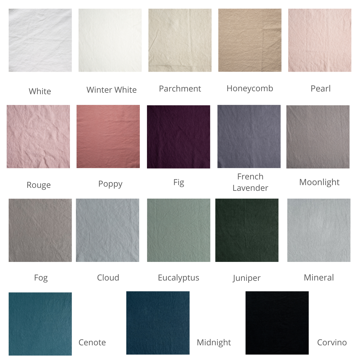 : a grid of midweight linen in available colorways.