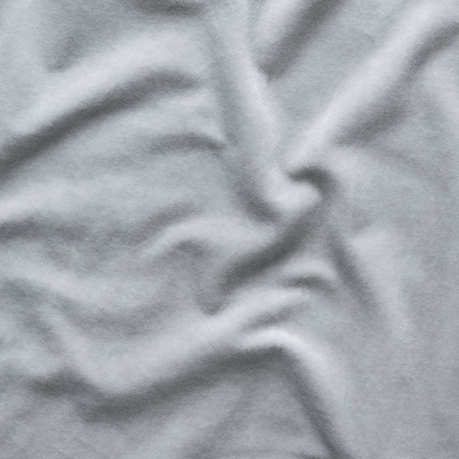 Cloud: A close up of cotton velvet in cloud, a soft, subtle sky blue-grey. 
