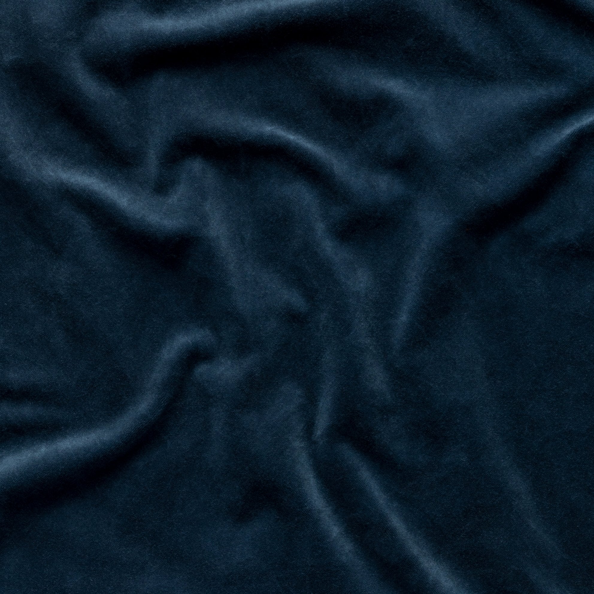 Midnight: A close up of cotton velvet in midnight, a rich indigo tone. 